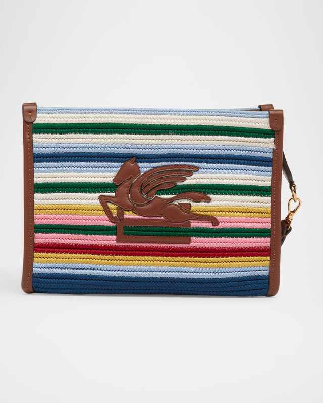 Striped Pouch Clutch Bag